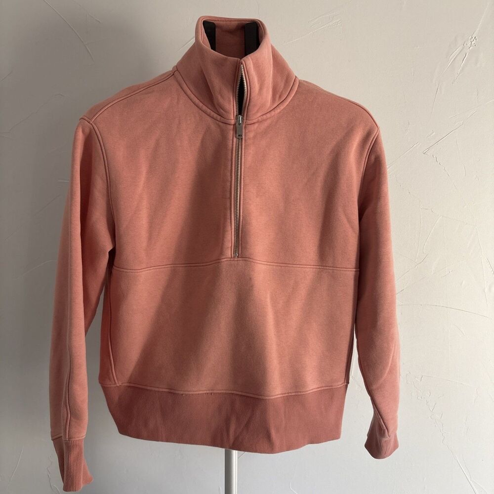 Everlane Dusty Rose Pink Track Half-Zip Sweatshirt Fleece Pullover XS